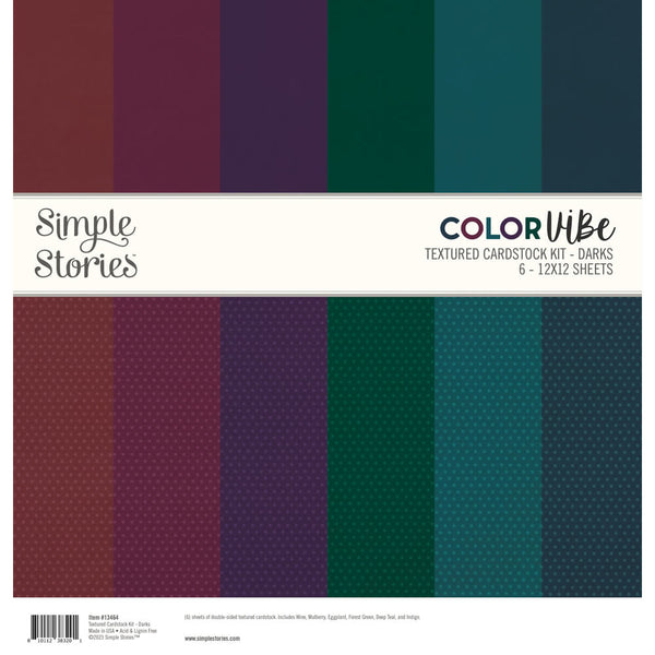 Simple Stories Darks Color Vibe 12 x 12 Textured Cardstock Kit 13464